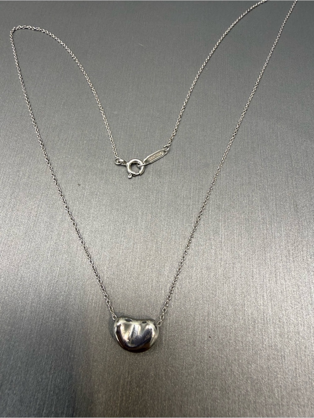 Tiffany & co Sterling Silver bean Pendant Necklace - Silver